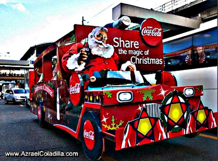 A jeepney decorated for Christmas